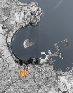 An arial view of Doha showing the Musherib location